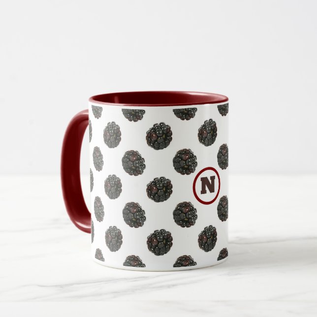 Blackberry. Polka dots. fruits pattern. Mug (Front Left)