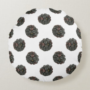 Blackberry. Polka dots. fruits pattern. Round Cushion