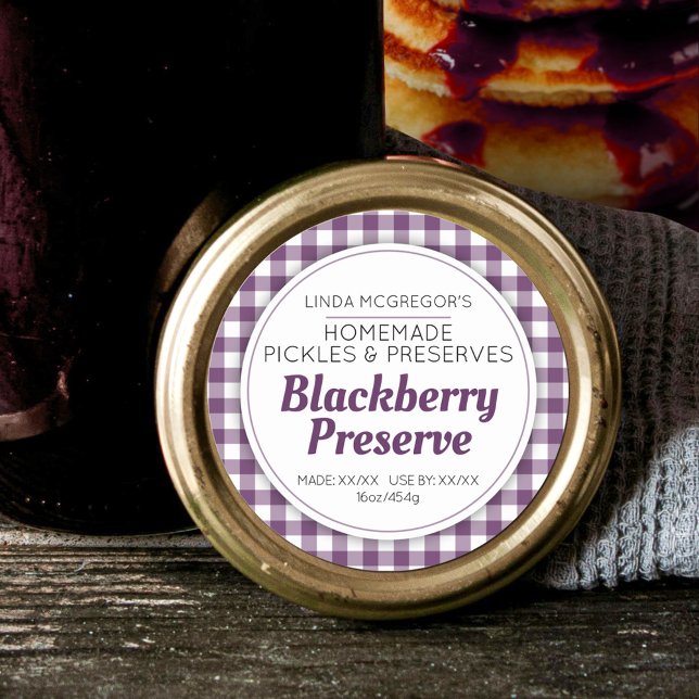 Blackberry Preserve dark purple jam jar food Classic Round Sticker (Creator Uploaded)