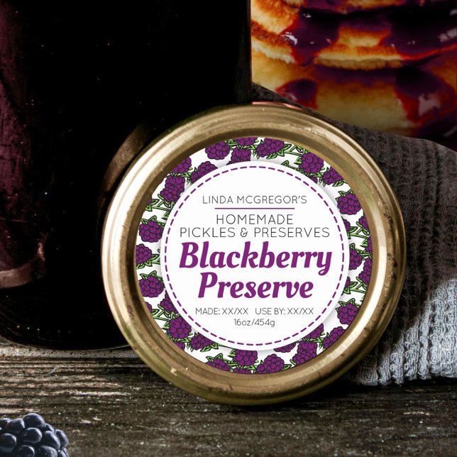 Blackberry preserve red round  jam jar food label (Creator Uploaded)