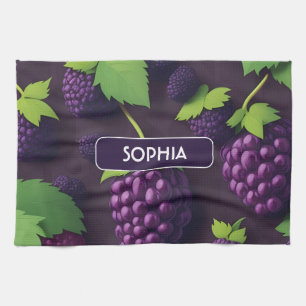 Blackberry Retro Colourful Personalised Pattern Tea Towel