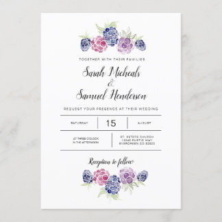 Blackberry Wedding | Watercolor Berries Invitation