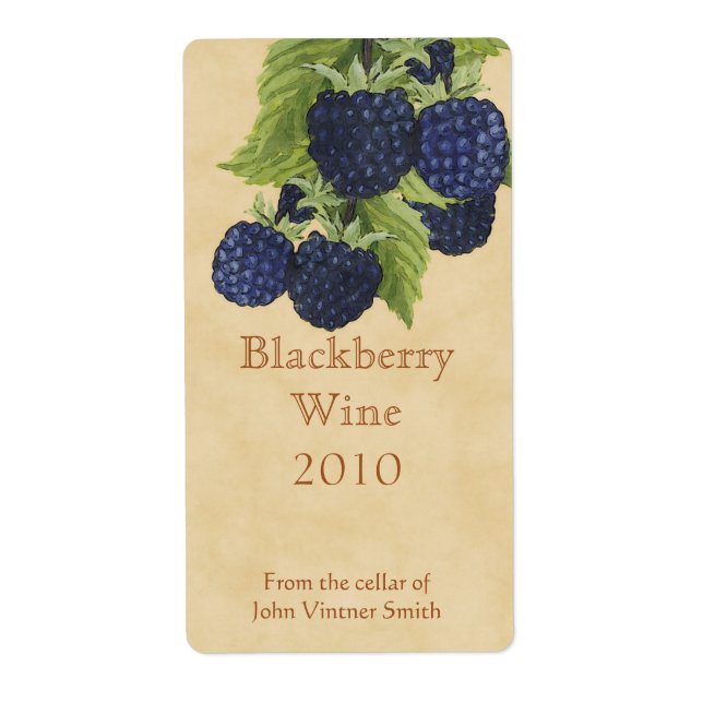 Blackberry wine bottle label (Front)