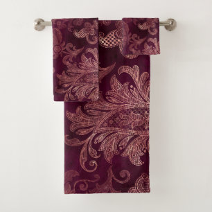 Blackberry Wine Pattern Bath Towel Set