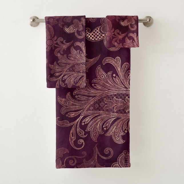 Blackberry Wine Pattern  Bath Towel Set (Insitu)