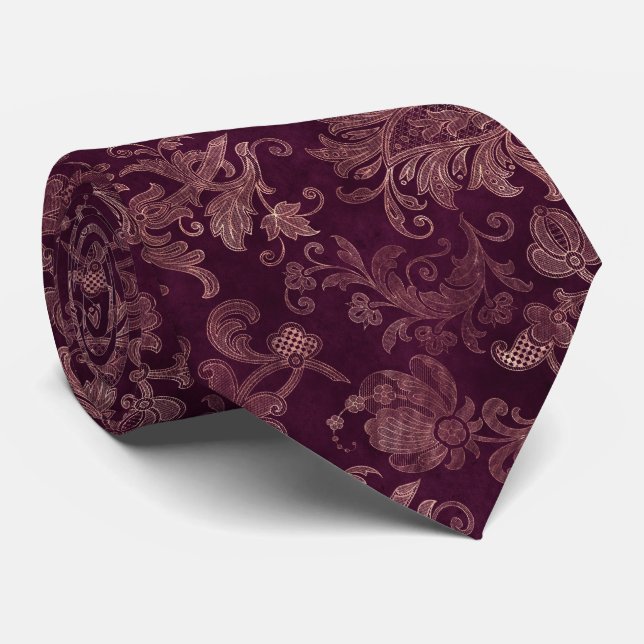 Blackberry Wine Pattern  Tie (Rolled)
