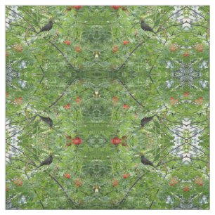 Blackbird and Berries Patterned Craft Fabric