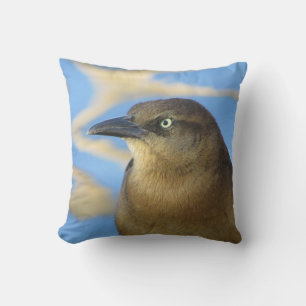 Blackbird Close-up Nature Photography Cushion