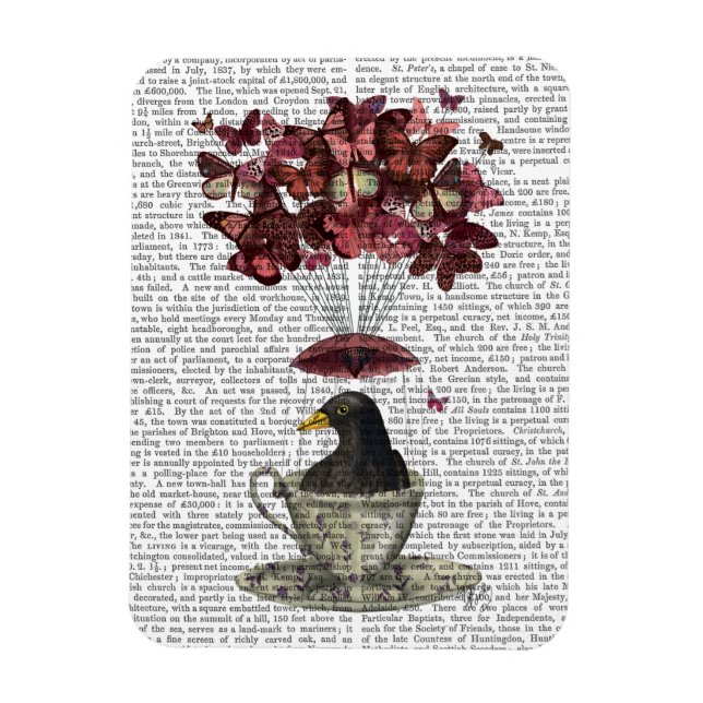 Blackbird In Teacup Magnet (Vertical)
