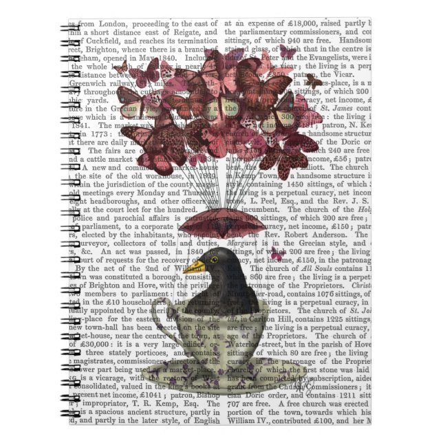 Blackbird In Teacup Spiral Notebook (Front)