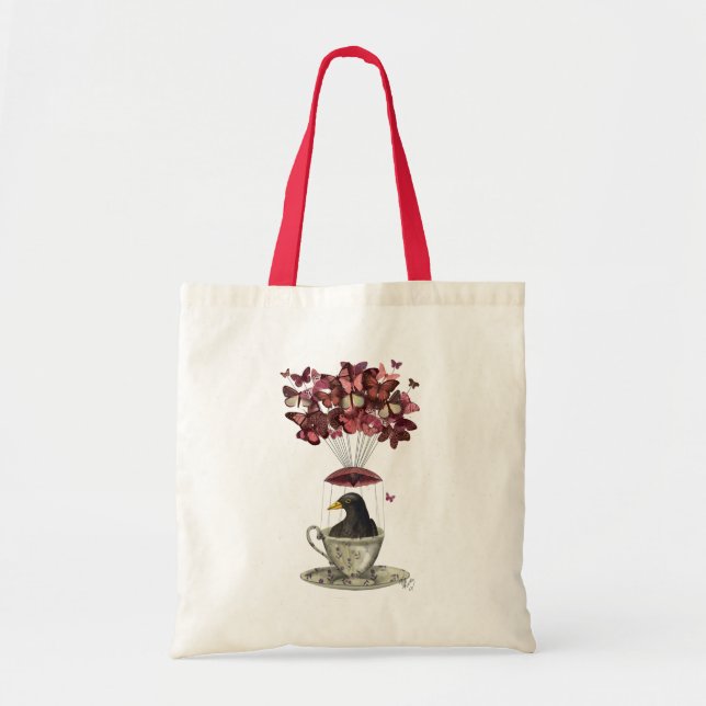 Blackbird In Teacup Tote Bag (Front)