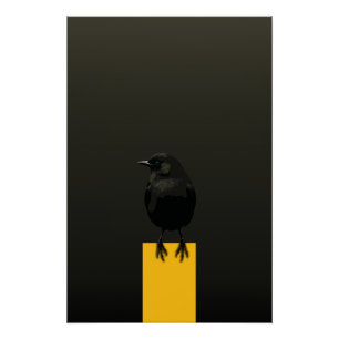 Blackbird on Golden Pedestal Poster