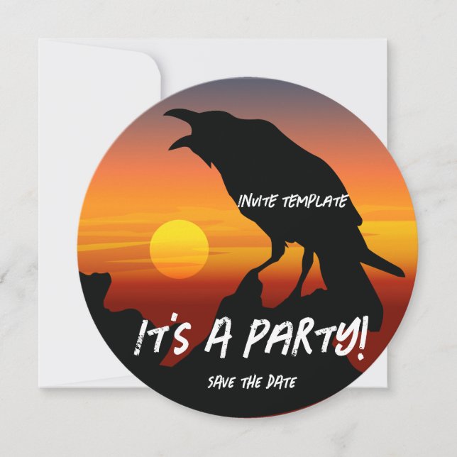 Blackbird Party Sunset Raven Invitation (Front)