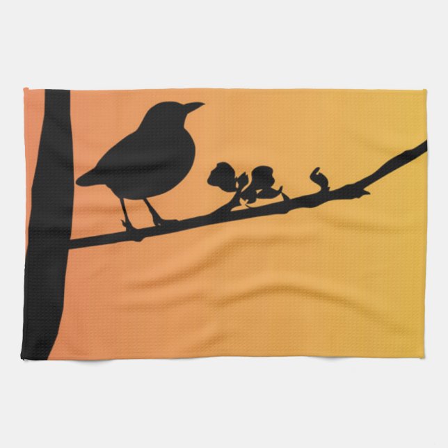 Blackbird Silhouette Tea Towel (Horizontal)
