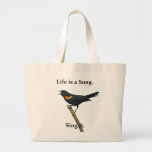 BLACKBIRD SINGING LARGE TOTE BAG