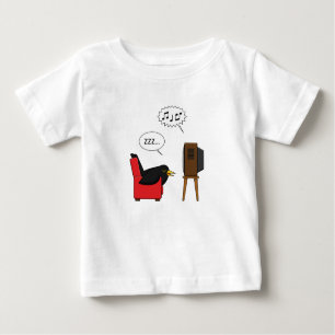 Blackbird Sleeping in Front of the TV Comic Baby T-Shirt
