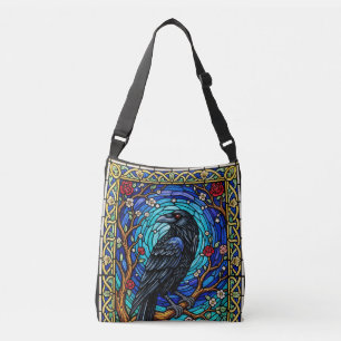 Blackbird Stained Glass Corvid Raven Crossbody Bag