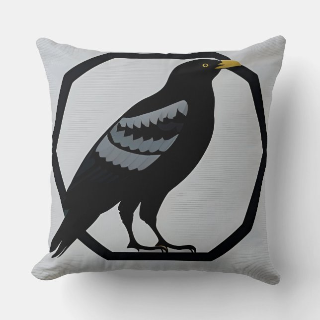 Blackbird Stylised Illustration  Cushion (Front)