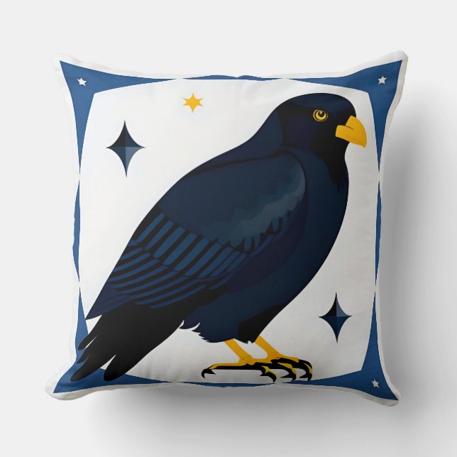 Blackbird Stylised Illustration Cushion (Front)