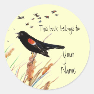 Blackbird, This book belongs to Bookplate Classic Round Sticker