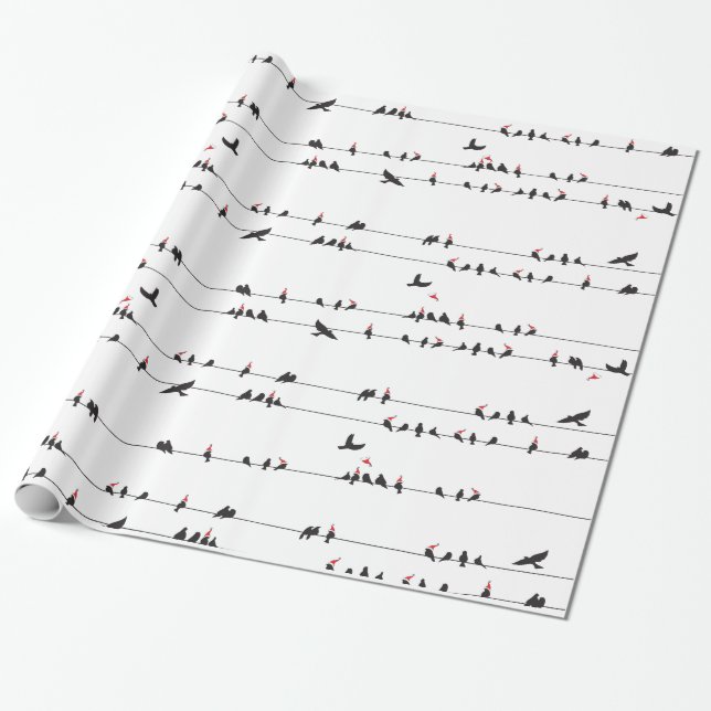 Blackbirds on the Wires Wrapping Paper (Unrolled)