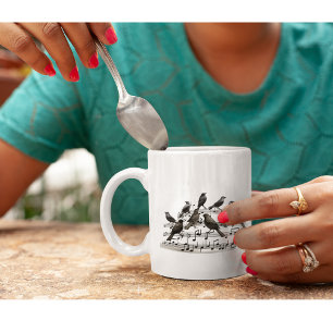 blackbirds sitting on a musical composition 3d coffee mug