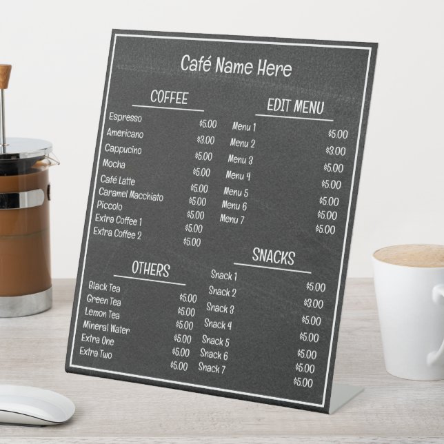 Blackboard Background Café Coffee Shop Menu  Pedestal Sign (In SItu)