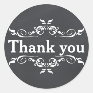 Blackboard Chalkboard Personalised Thank You Classic Round Sticker
