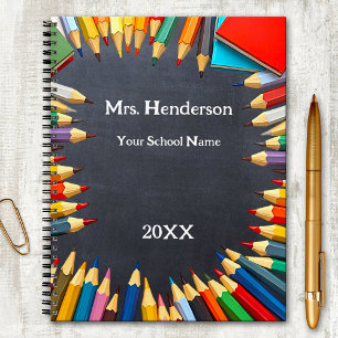 Blackboard Coloured Pencils Teacher Class Year  Planner