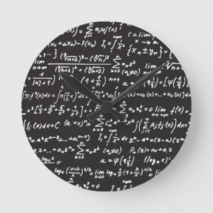 Blackboard Math Equations Round Clock