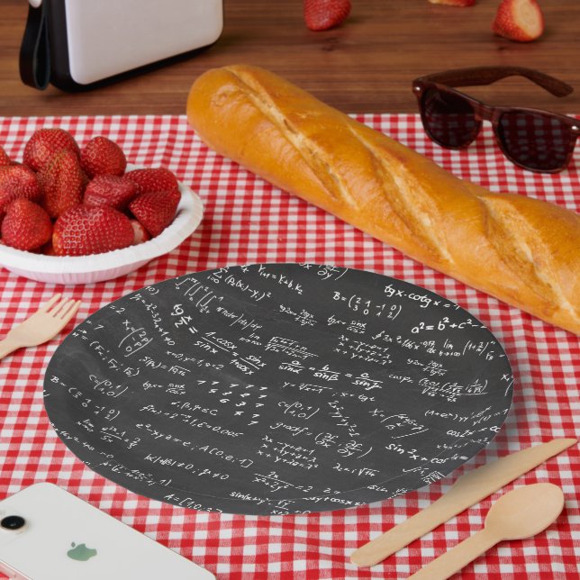 Blackboard Math Formulas And Numbers Paper Plate (Picnic)