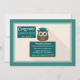 Blackboard Owl Graduation Invitation