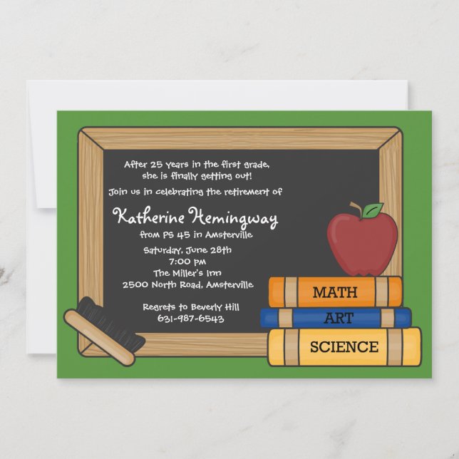 Blackboard Teacher's Retirement Invitation 2 (Front)