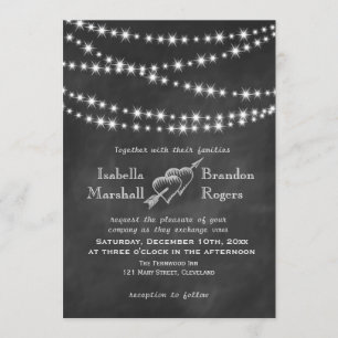 Blackboard Twinkle Lights Wedding Invitation