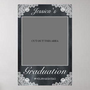 Blackboard White Lace Graduation Photo Prop Frame Poster