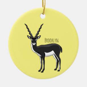 Blackbuck antelope illustration ceramic tree decoration