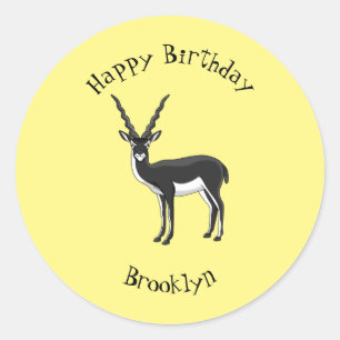 Blackbuck antelope illustration classic round sticker