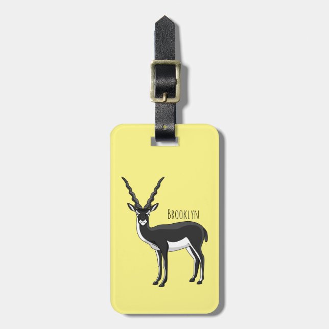 Blackbuck antelope illustration luggage tag (Front Vertical)