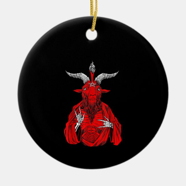 Blackcraft Antichrist Goat Satan Baphomet Ceramic Tree Decoration (Front)
