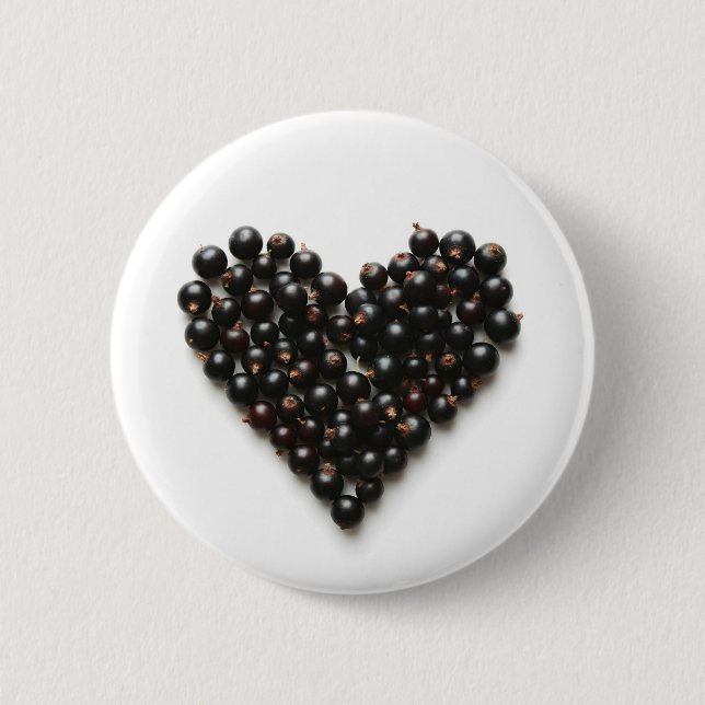 Blackcurrant heart 6 cm round badge (Front)
