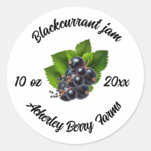 Blackcurrant jam classic round sticker