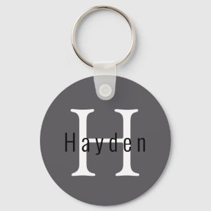 Blackened Pearl Modern Custom Monogram Simple Cute Key Ring