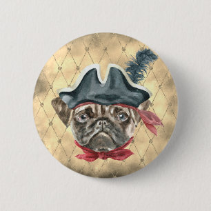 Blackface the Pug Pirate Button