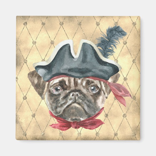 Blackface the Pug Pirate Magnet (Front)