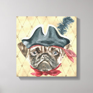 Blackface the Pug Pirate Wrapped Canvas