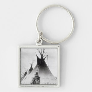 Blackfoot Brave, near Calgary, Alberta, 1889 Key Ring