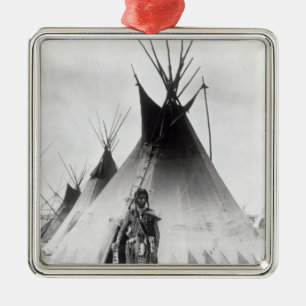 Blackfoot Brave, near Calgary, Alberta, 1889 Metal Tree Decoration