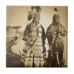 Blackfoot Indians Chief and Warrior Vintage Tile