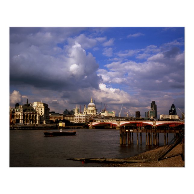 Blackfriars Bridge and St Paul's Cathedral Poster (Front)