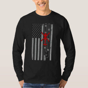 Blackhawk Military Helicopter American Flag Runway T-Shirt